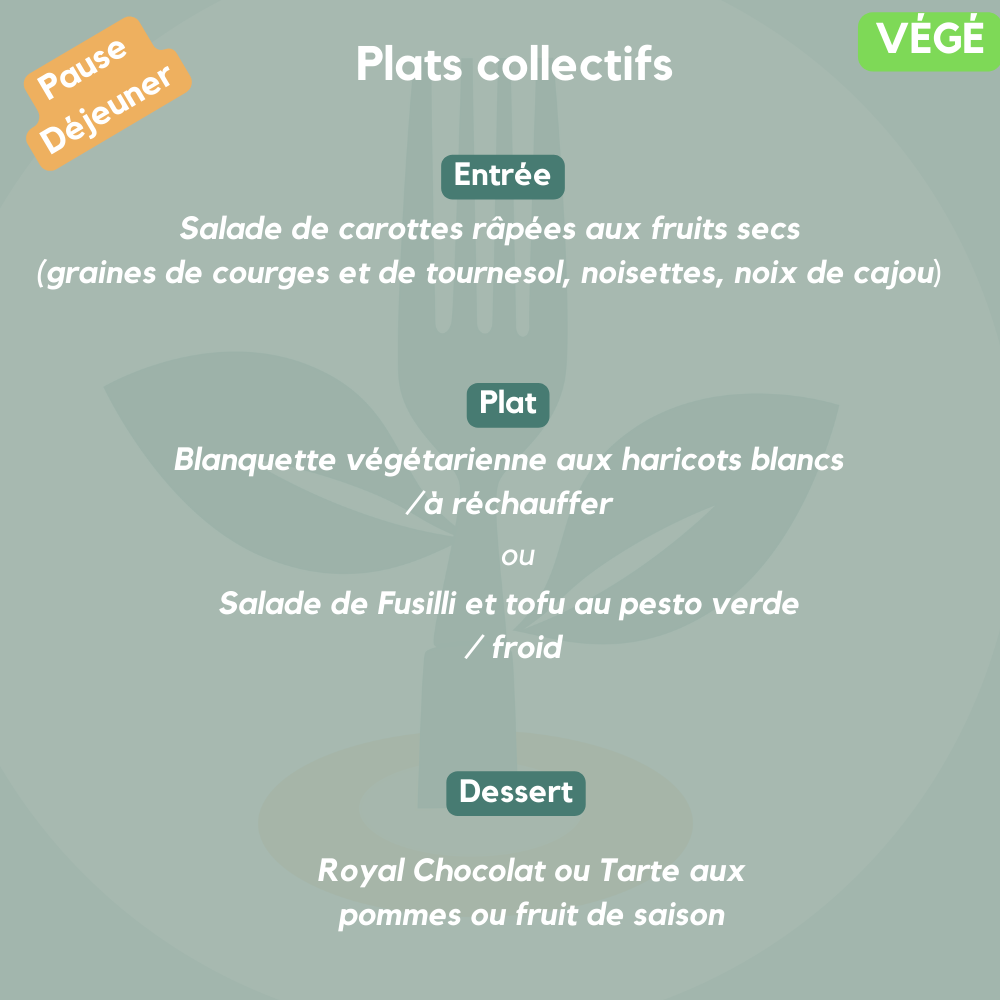 Formule Végétarienne (plats collectifs à partager)